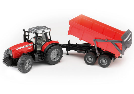 Bruder 02045 Massey Ferguson 7480 mit Wannenkippanhänger - plegobil