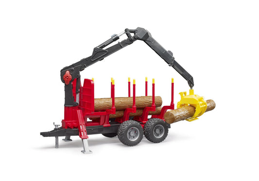 Bruder 02252 Rückeanhänger mit Ladekran, 4 Baumstämmen und Holzgreifer - plegobil