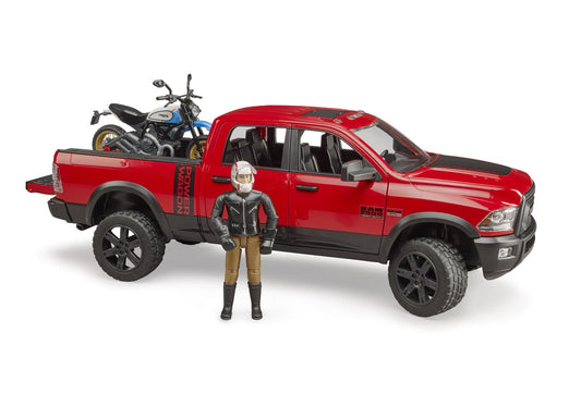 Bruder 02502 RAM 2500 Power Wagon mit Ducati Desert Sled und Fahrer - plegobil