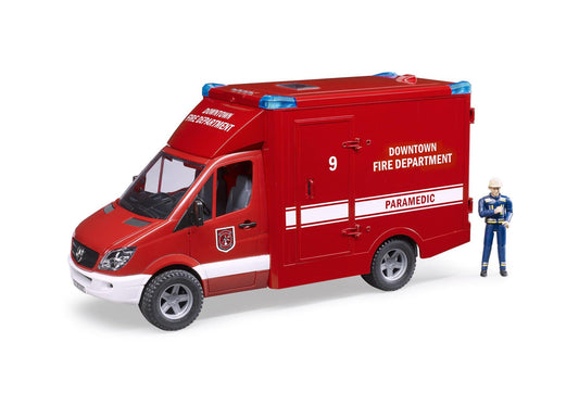 Bruder 02539 MB Sprinter Fire Department mit Light & Sound Module und Feuerwehrmann - plegobil