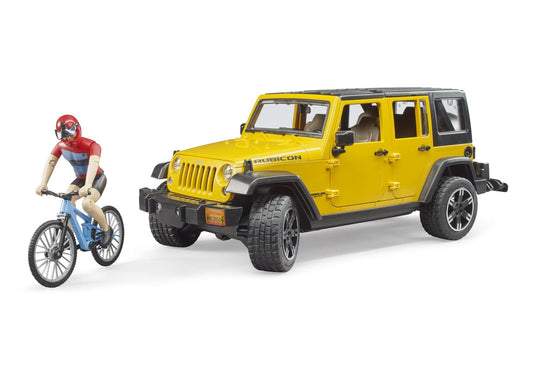 Bruder 02543 Jeep Wrangler Rubicon Unlimited mit Mountainbike und Radfahrer - plegobil