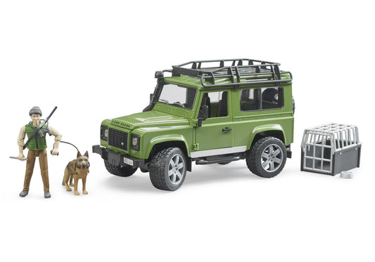 Bruder 02587 Land Rover Defender Station Wagon mit Förster und Hund - plegobil