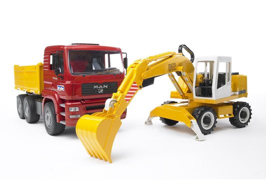 Bruder 02751 MAN TGA Kipplastwagen mit Liebherr Schaufelbagger - plegobil