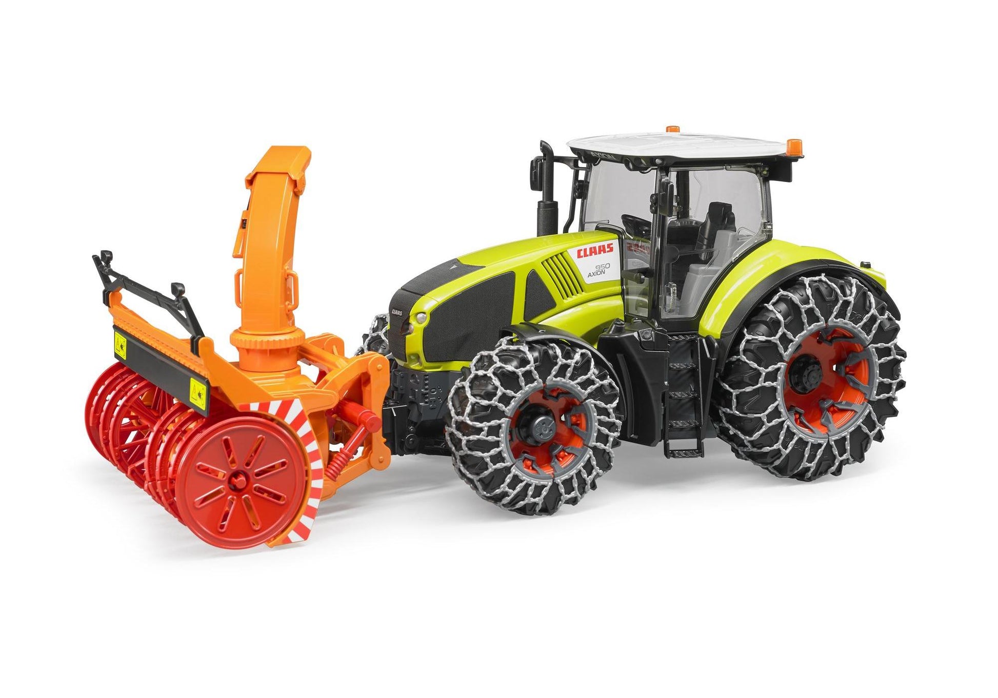 Bruder 03017 Claas Axion 950 mit Schneeketten und Schneefräse - plegobil