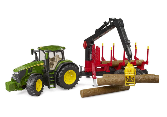 Bruder 03154 John Deere 7R 350 mit Rückeanhänger und 4 Baumstämmen - plegobil