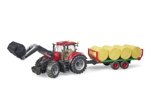Bruder 03198 Case IH Optum 300CVX mit Frontlader und Ballentransportanhänger - plegobil