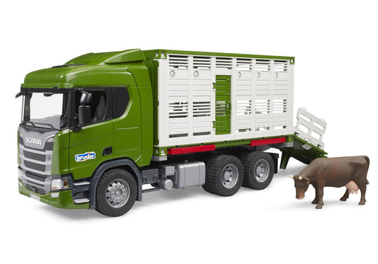 Bruder 03548 Scania Super 560R Tiertransport-LKW mit 1 Rind - plegobil