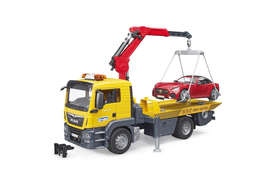 Bruder 03750 MAN TGS Abschlepp-LKW mit Roadster und Light & Sound Modul - plegobil