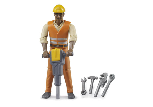 Bruder 60021 bworld Bauarbeiter mittlerer Hauttyp mit Zubehör - plegobil