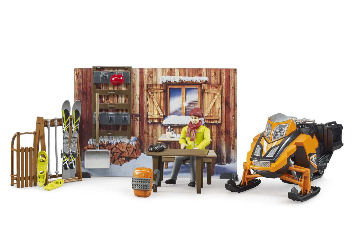 Bruder 63102 bworld Berghütte mit Snowmobil - plegobil