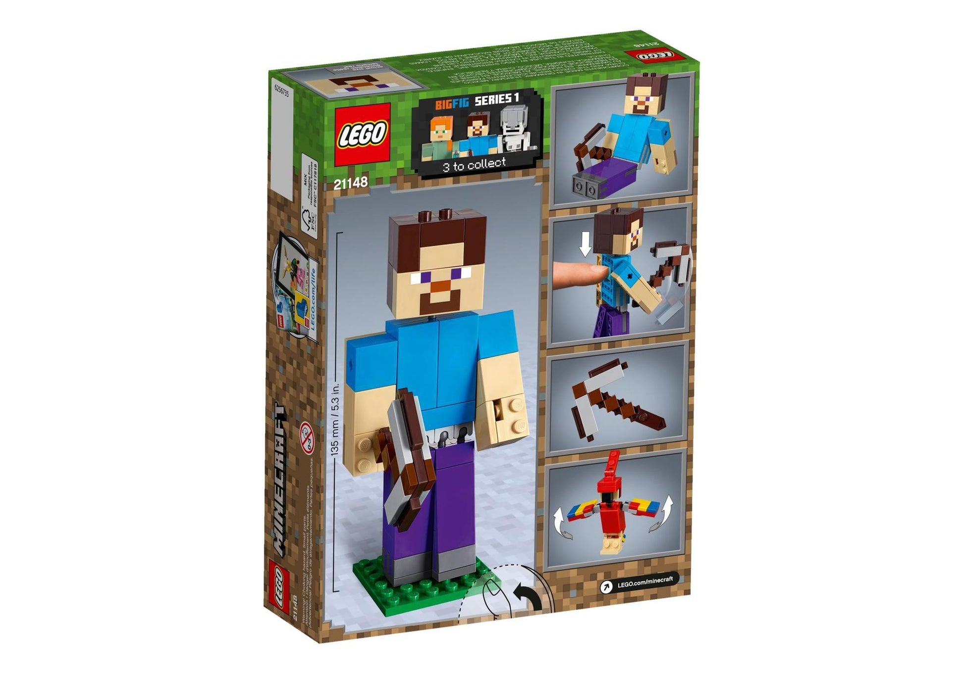 Lego 21148 Minecraft: BigFig Steve mit Papagei - plegobil