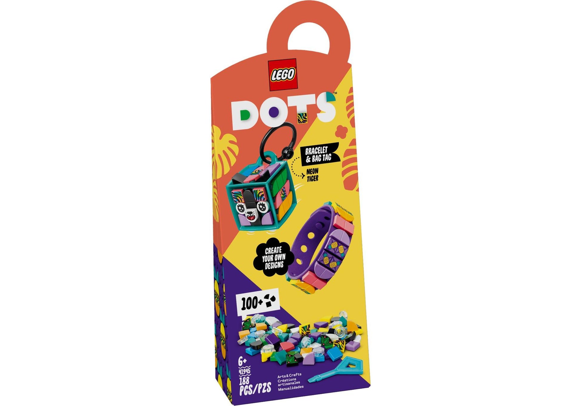 Lego 41945 DOTS Neon-Tiger Armband & Taschenanhänger - plegobil