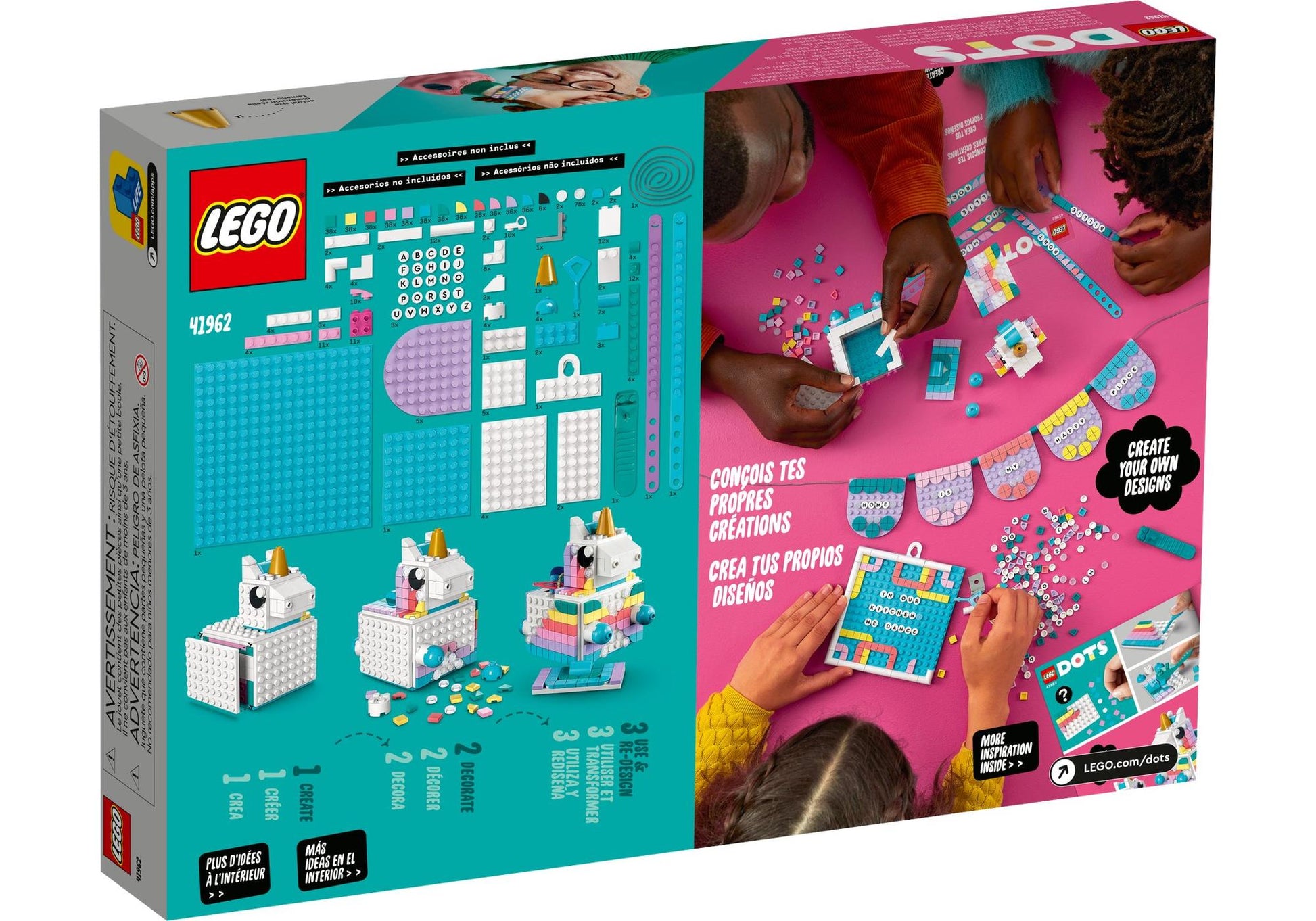 Lego 41962 DOTS Einhorn Familienkreativset - plegobil