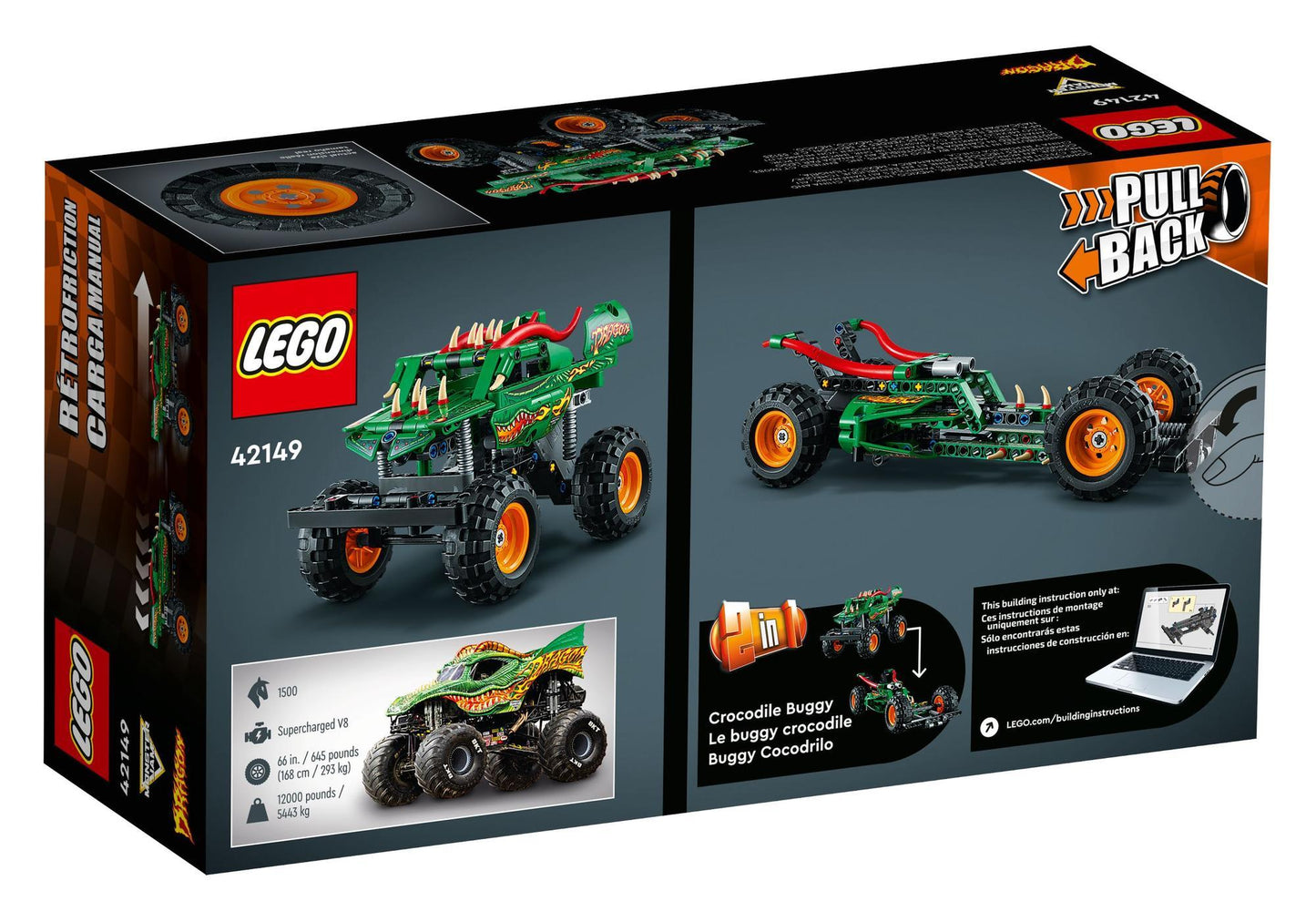 Lego 42149 Technic Monster Jam Dragon - plegobil