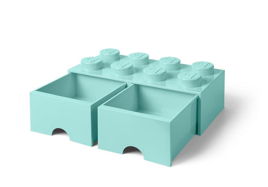 Lego 5006182 Merchandise Stein mit 8 Noppen und Schubfächern in Aquamarinblau - plegobil