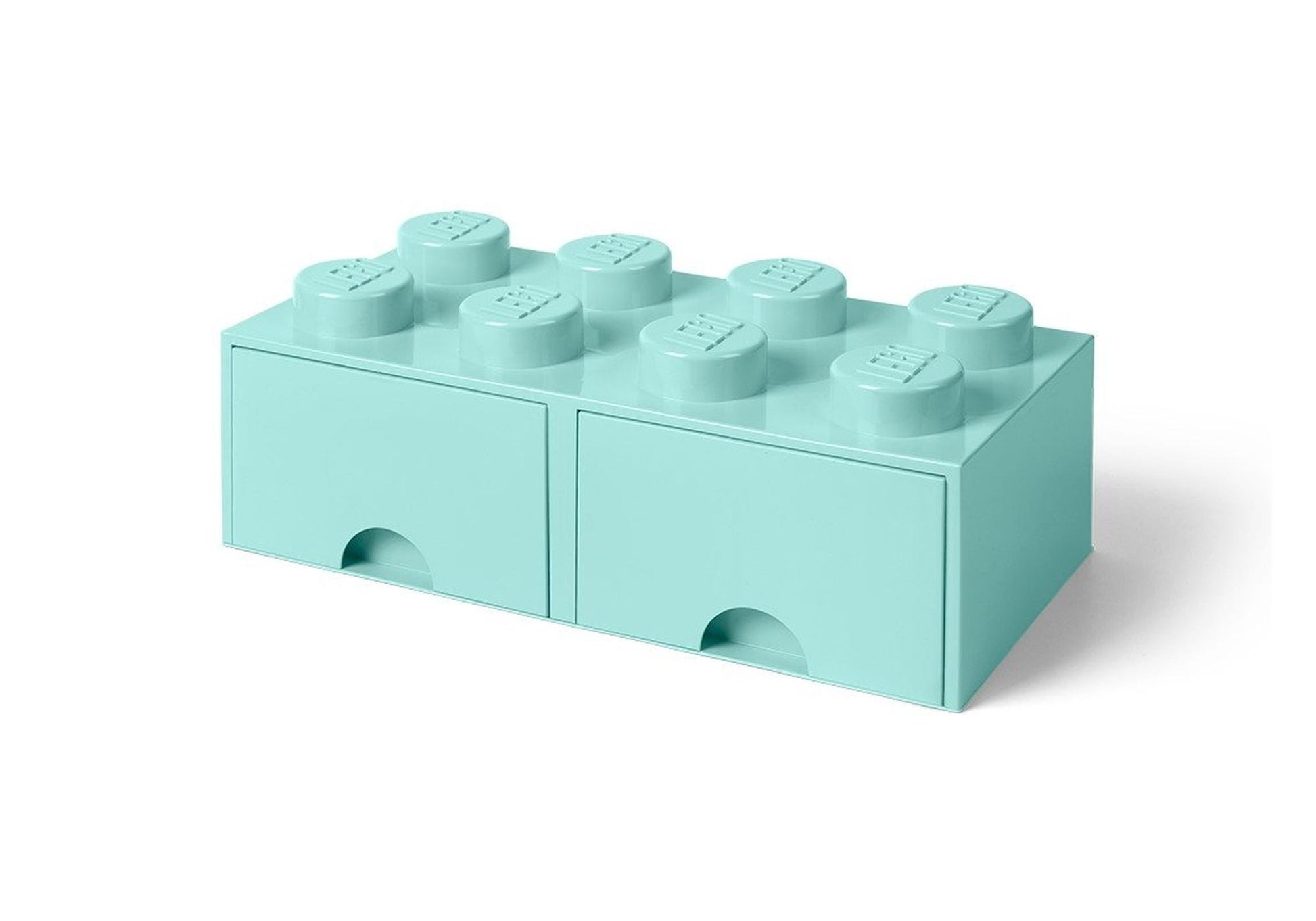 Lego 5006182 Merchandise Stein mit 8 Noppen und Schubfächern in Aquamarinblau - plegobil