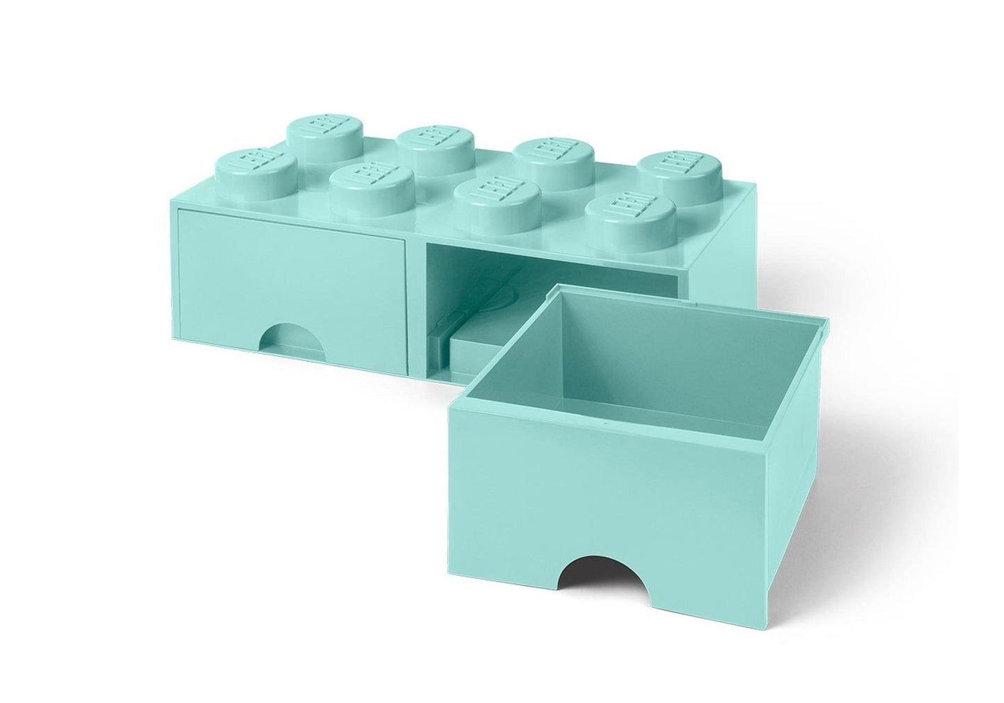Lego 5006182 Merchandise Stein mit 8 Noppen und Schubfächern in Aquamarinblau - plegobil