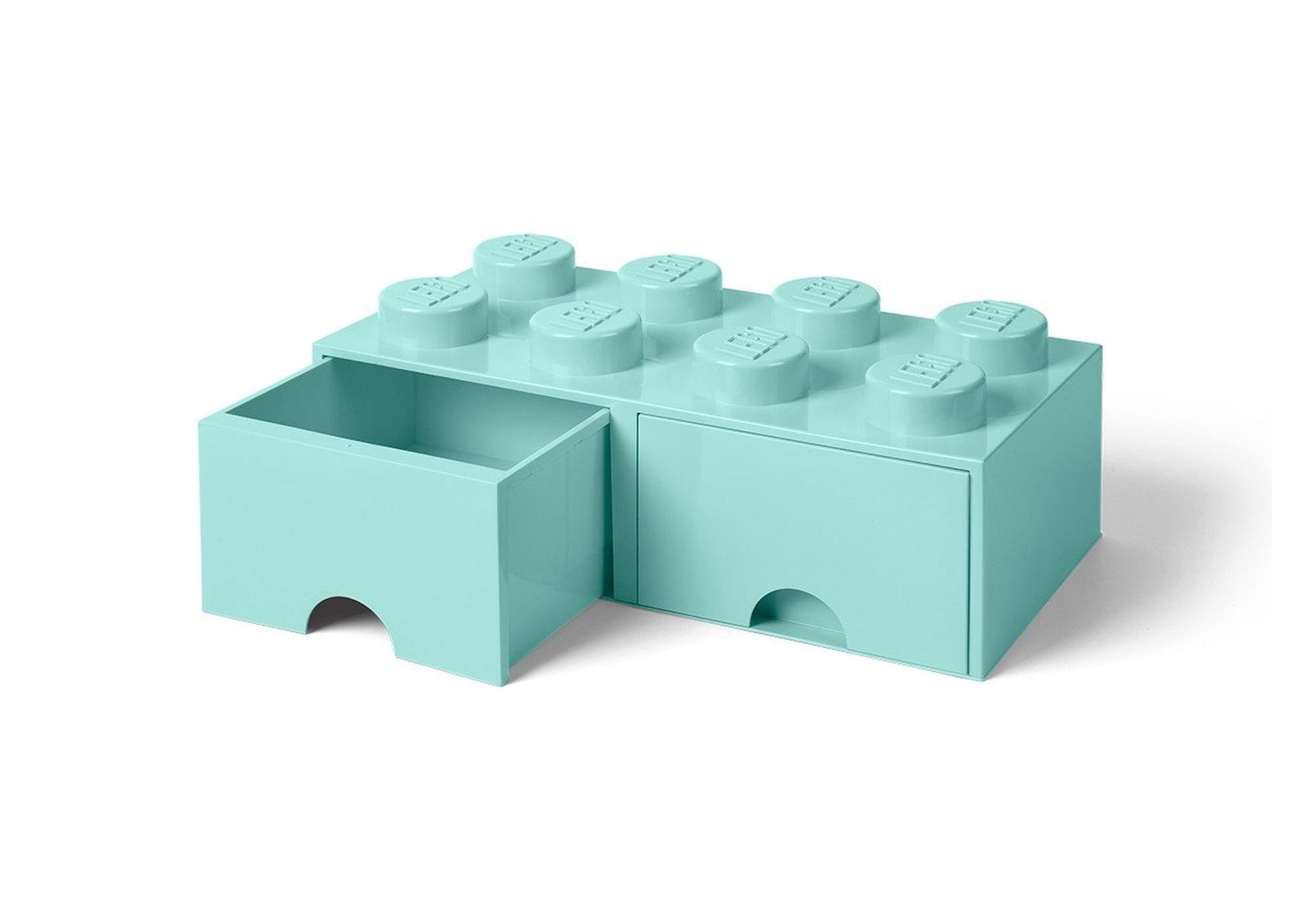 Lego 5006182 Merchandise Stein mit 8 Noppen und Schubfächern in Aquamarinblau - plegobil