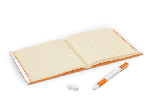 Lego 5007240 Merchandise Verschließbares Notizbuch mit Gelschreiber in Orange - plegobil