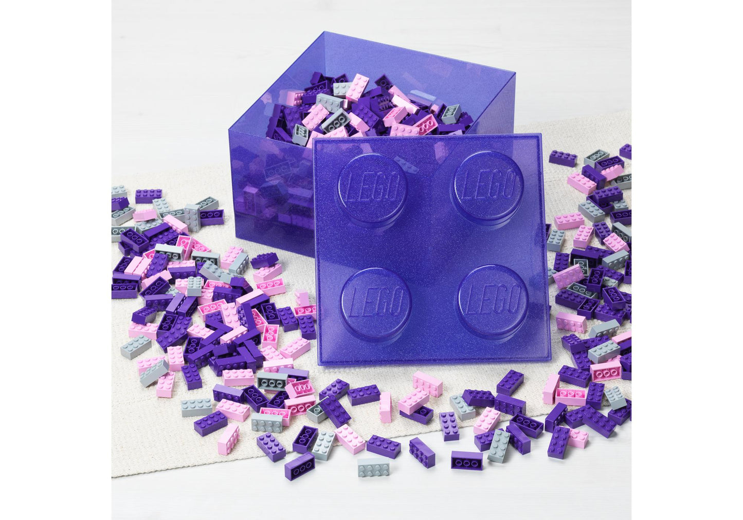 Lego 5009339 Merchandise Stein-Aufbewahrungsbox in transparentem Lila