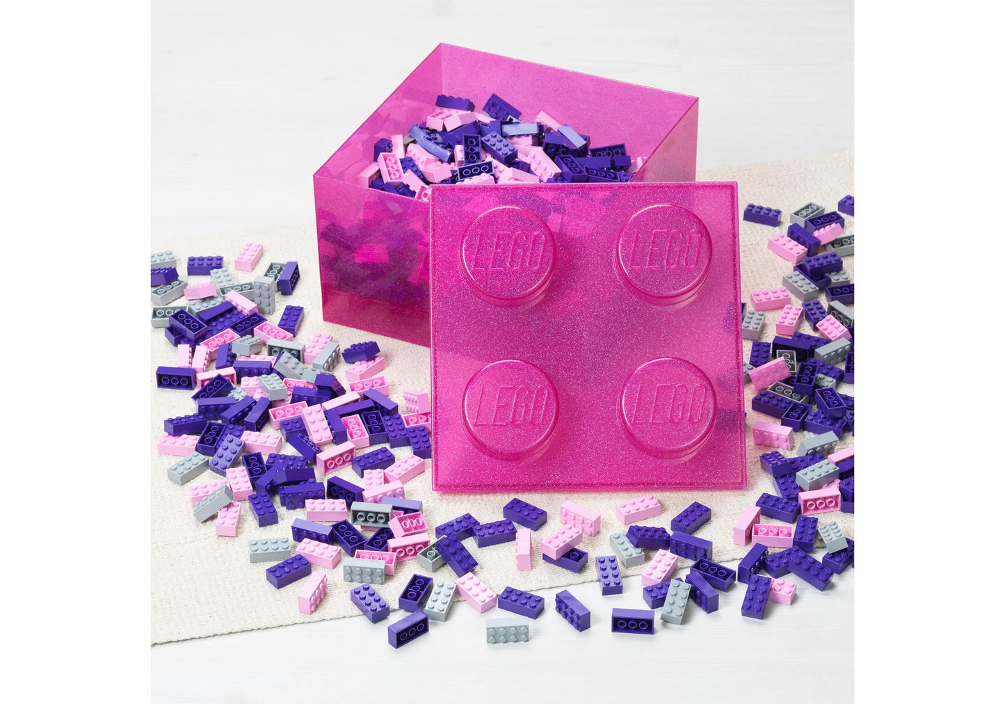 Lego 5009342 Merchandise Stein-Aufbewahrungsbox in transparentem Rosa
