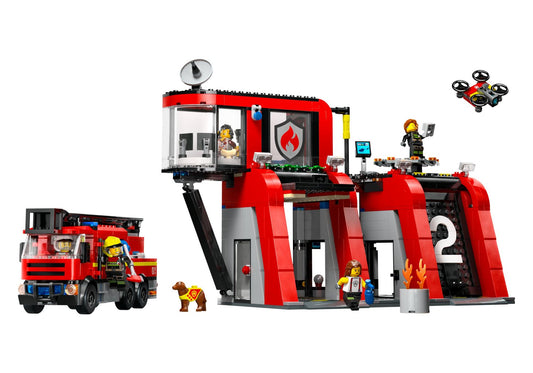 Lego 60414 City: Feuerwehrstation mit Drehleiterfahrzeug - plegobil