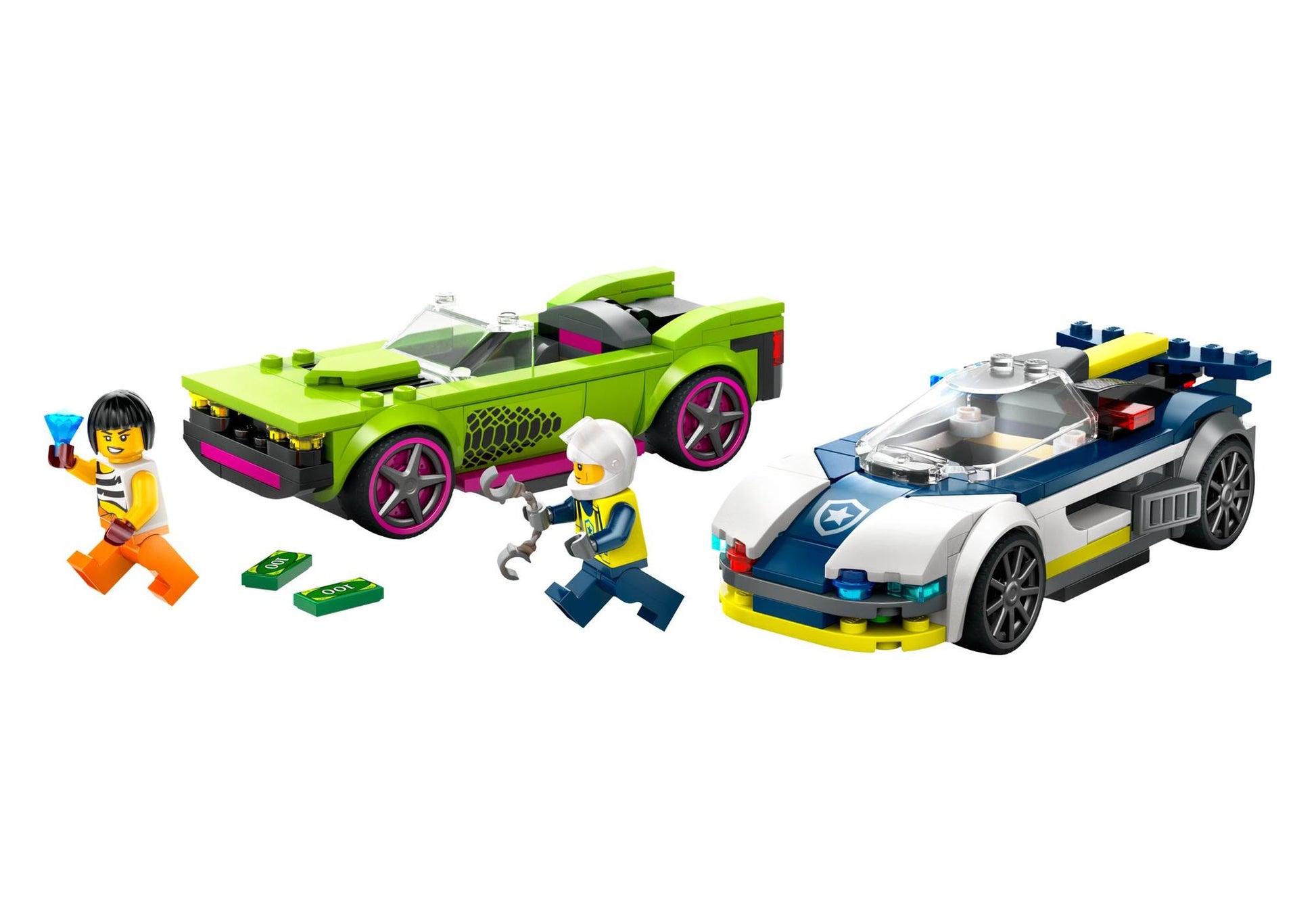 Lego 60415 City: Verfolgungsjagd mit Polizeiauto und Muscle Car - plegobil