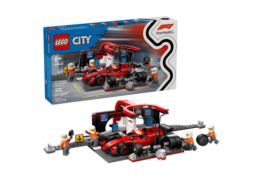Lego 60443 City: F1 Boxenstopp mit Boxencrew und Ferrari Flitzer
