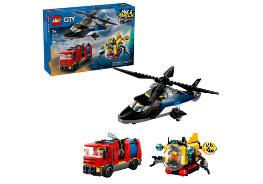 Lego 60462 City: Kombinationsset mit Hubschrauber, Löschauto und U-Boot