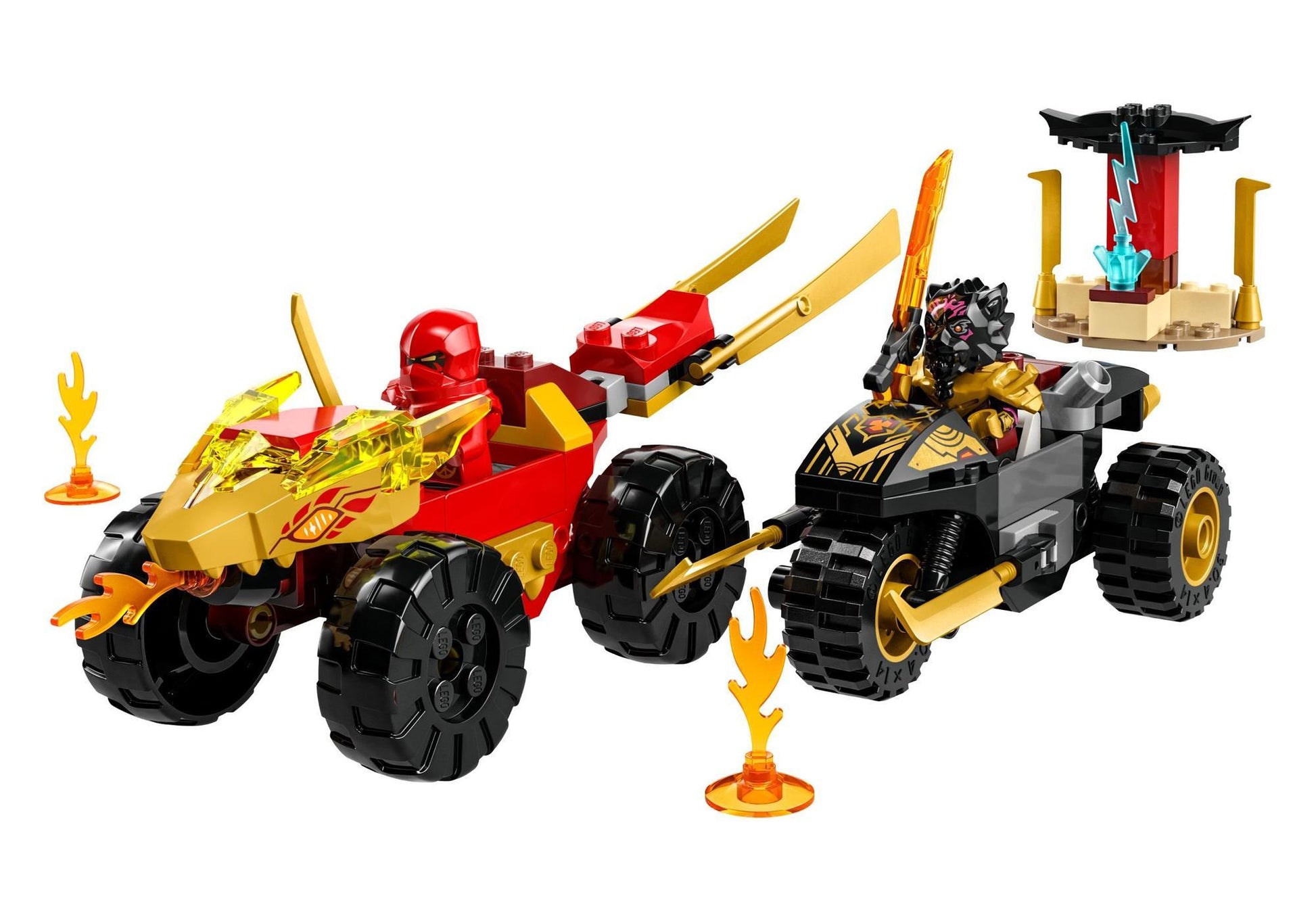 Lego 71789 Ninjago: Verfolgungsjagd mit Kais Flitzer und Ras Motorrad - plegobil