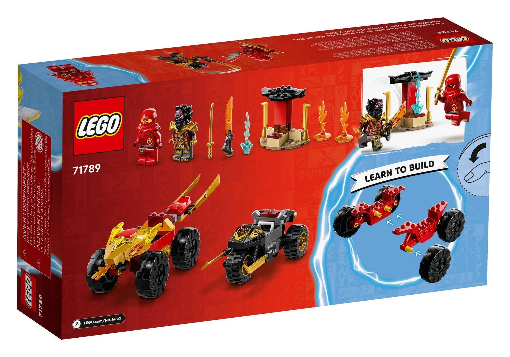 Lego 71789 Ninjago: Verfolgungsjagd mit Kais Flitzer und Ras Motorrad - plegobil