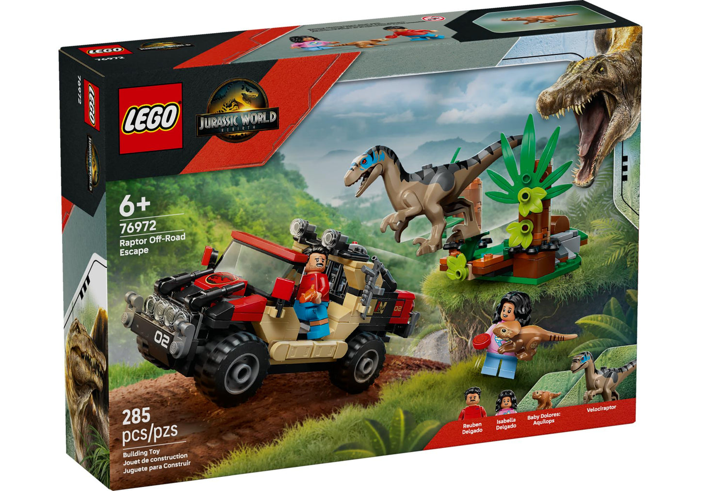 Lego 76972 Jurassic World: Raptor: Verfolgungsjagd mit dem Geländewagen