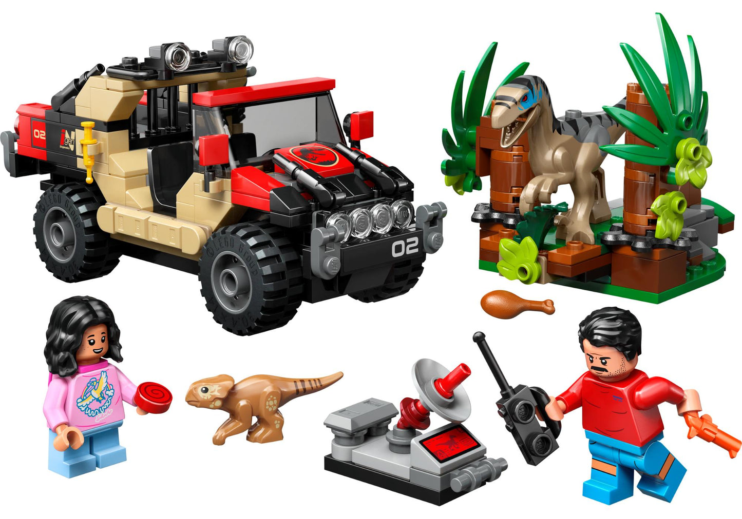 Lego 76972 Jurassic World: Raptor: Verfolgungsjagd mit dem Geländewagen