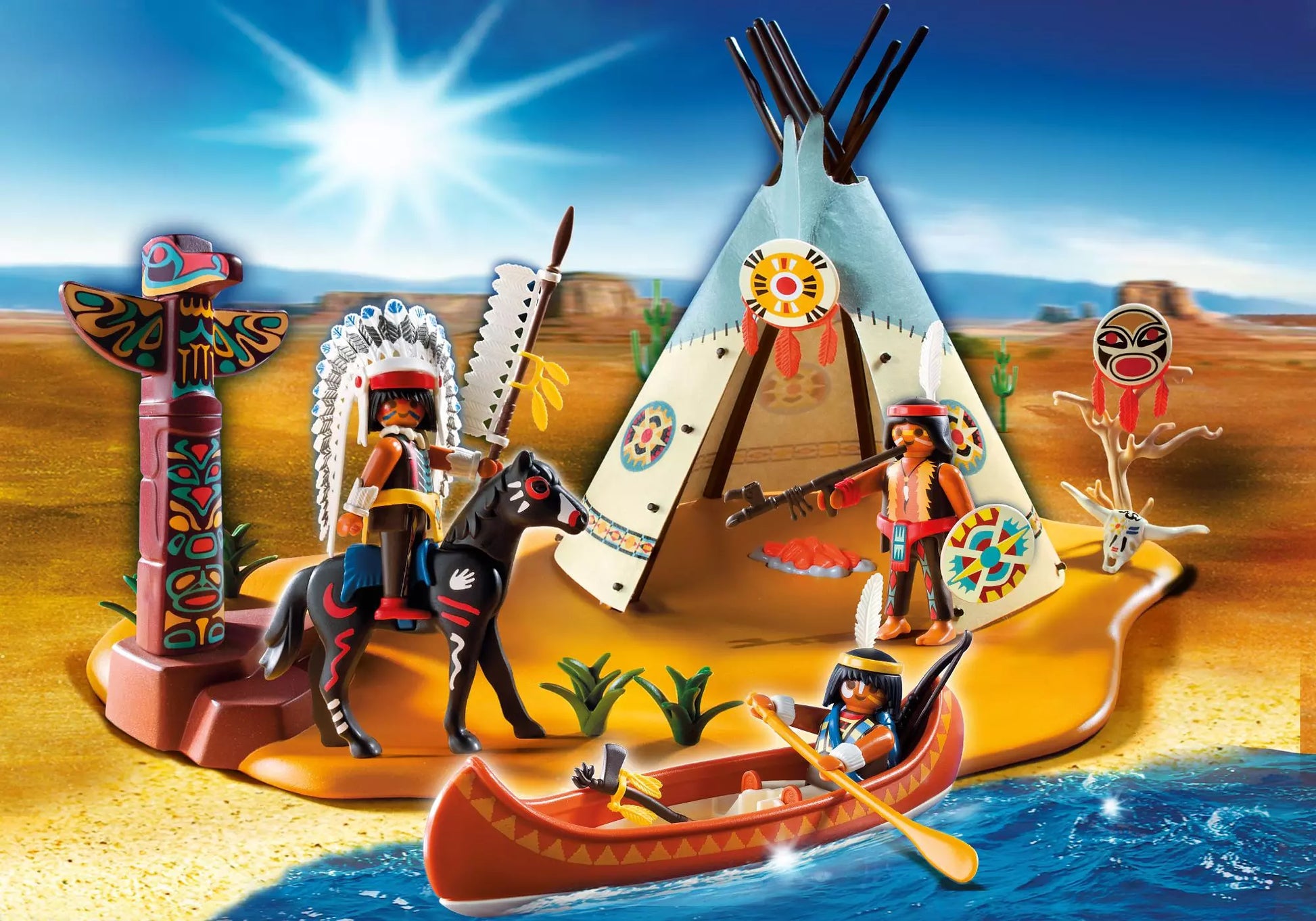Playmobil 4012 Sammlerstück Western SuperSet Indianerlager - plegobil