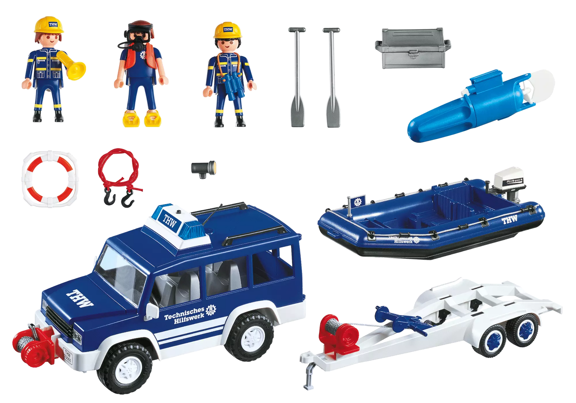 Playmobil 4087 City Action THW Set mit Jeep, Anhänger und Boot - plegobil