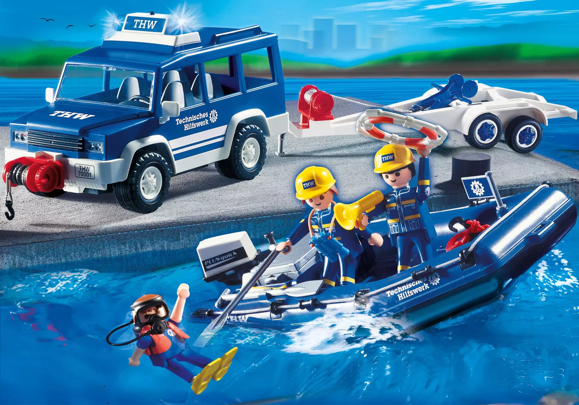 Playmobil 4087 City Action THW Set mit Jeep, Anhänger und Boot - plegobil