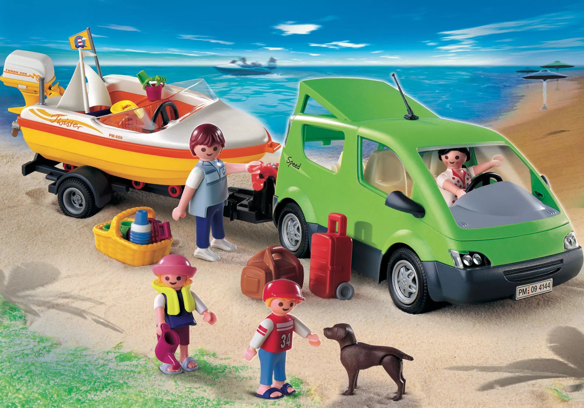 Playmobil 4144 Sammlerstück Family Fun Familienvan mit Bootsanhänger - plegobil