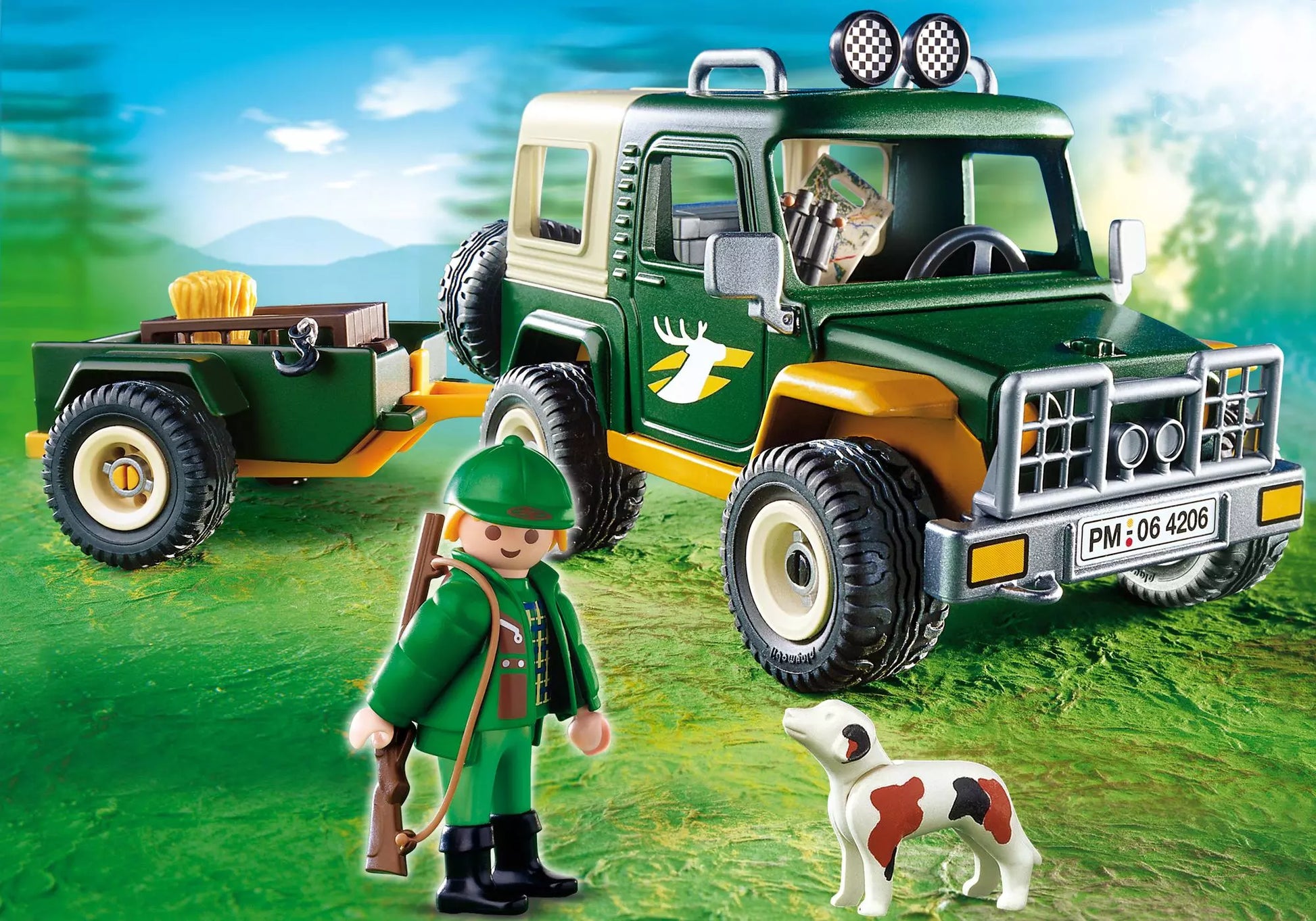 Playmobil 4206 Sammlerstück Forst-Geländewagen mit Anhänger - plegobil