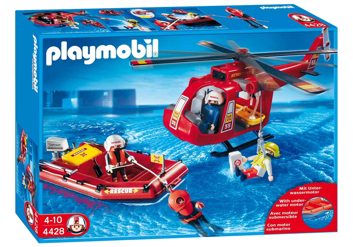 Playmobil 4428 Sammlerstück SOS Helikopter mit Rettungsboot - plegobil