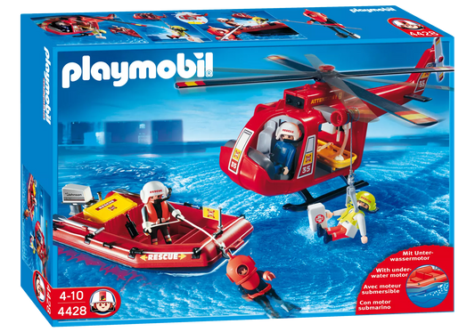 Playmobil 4428 Sammlerstück SOS Helikopter mit Rettungsboot - plegobil