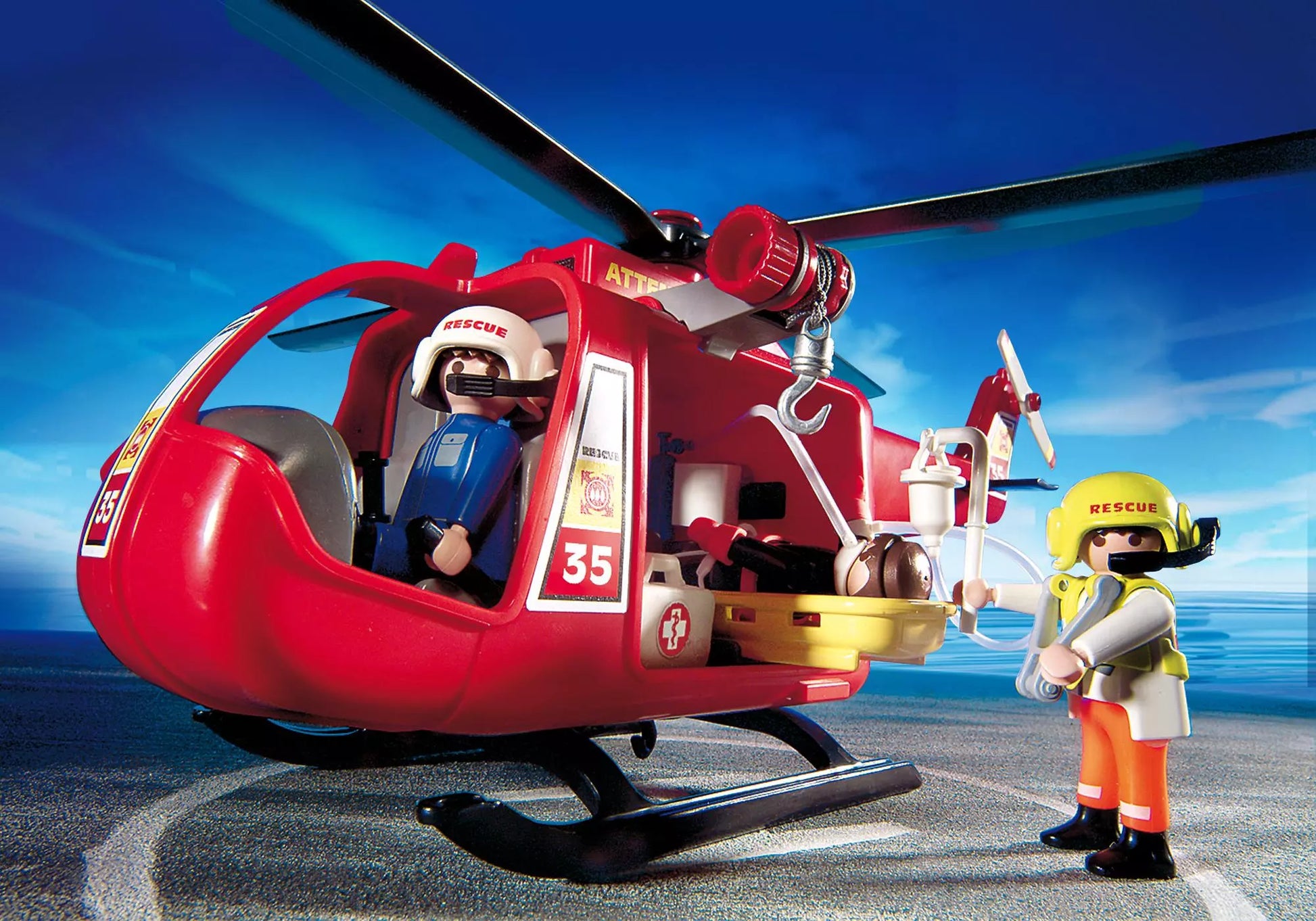 Playmobil 4428 Sammlerstück SOS Helikopter mit Rettungsboot - plegobil