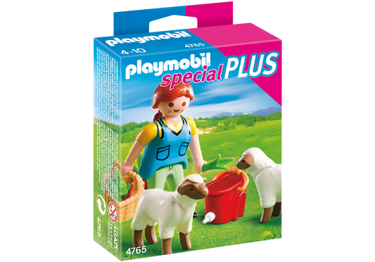 Playmobil 4765 Sammlerstück Special Plus Bäuerin bei Schäfchen-Fütterung - plegobil