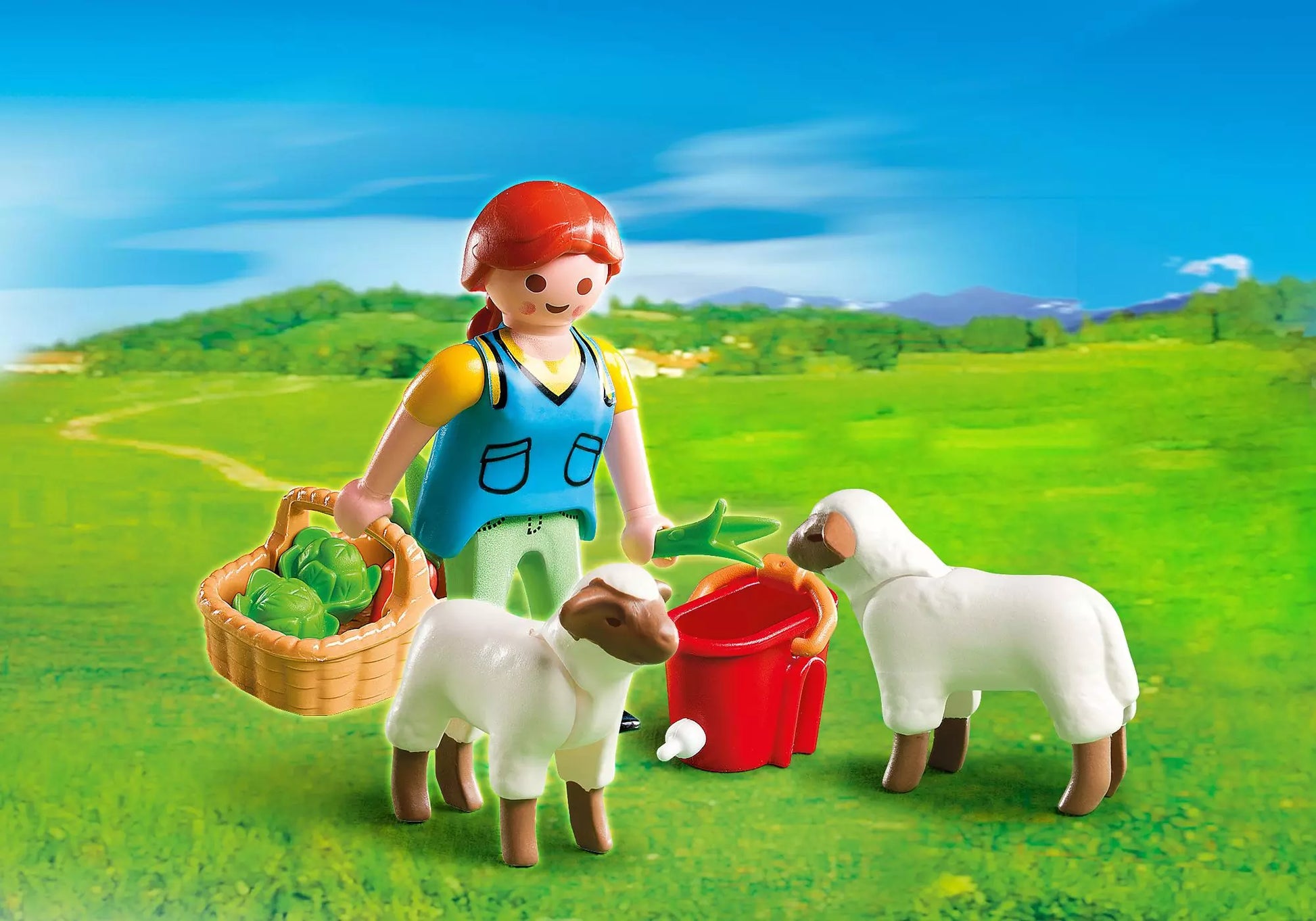 Playmobil 4765 Sammlerstück Special Plus Bäuerin bei Schäfchen-Fütterung - plegobil
