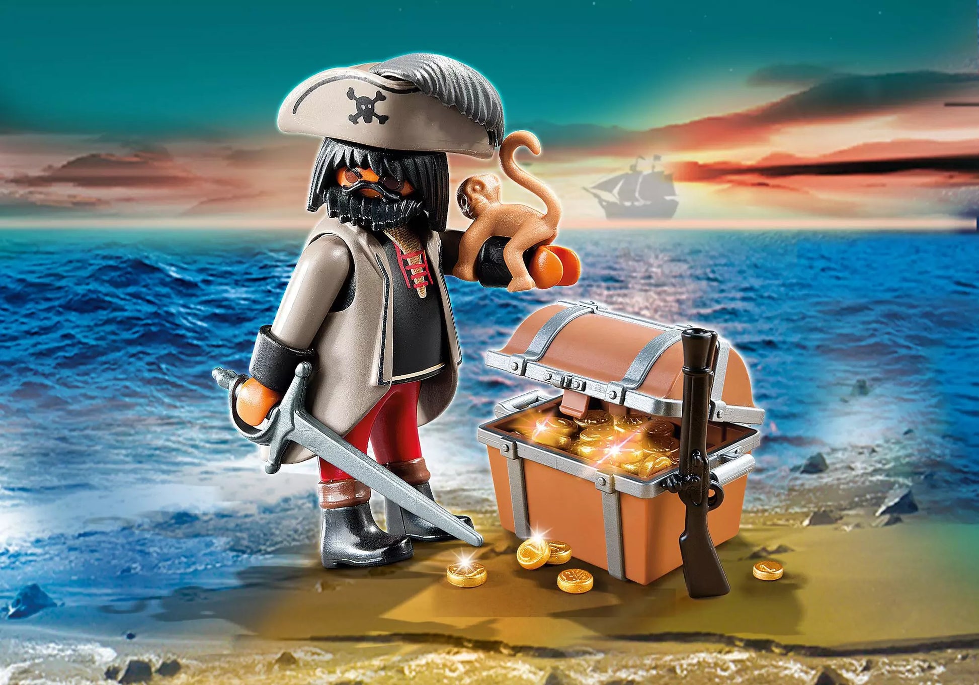 Playmobil 4767 Sammlerstück Special Plus Finsterer Pirat mit Schatztruhe - plegobil