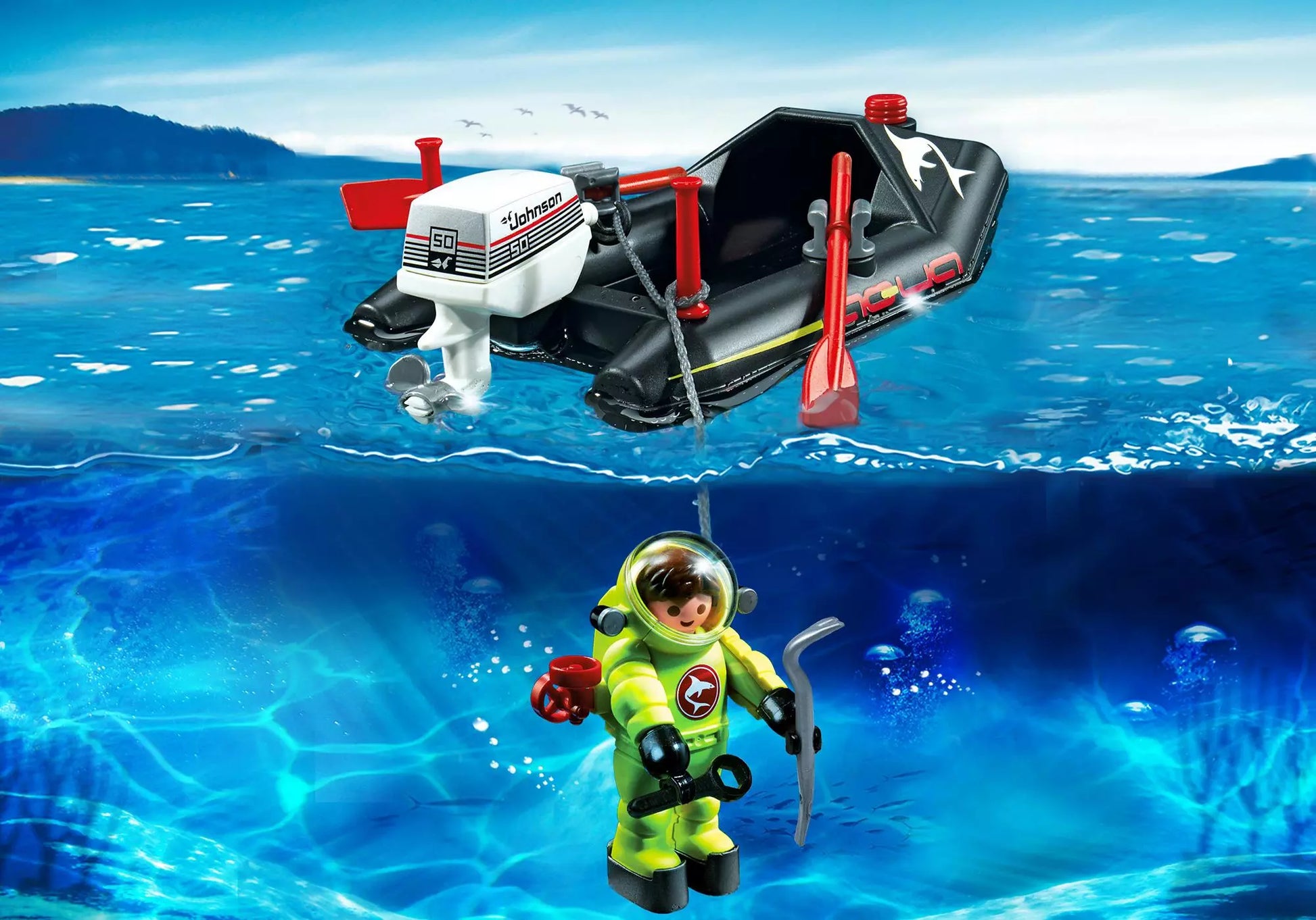 Playmobil 4910 Sammlerstück City Action Kleinboot mit Tiefseetaucher - plegobil