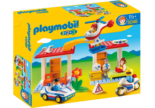 Playmobil 5046 1-2-3 Krankenhaus mit Sanitäter und Polizist - plegobil
