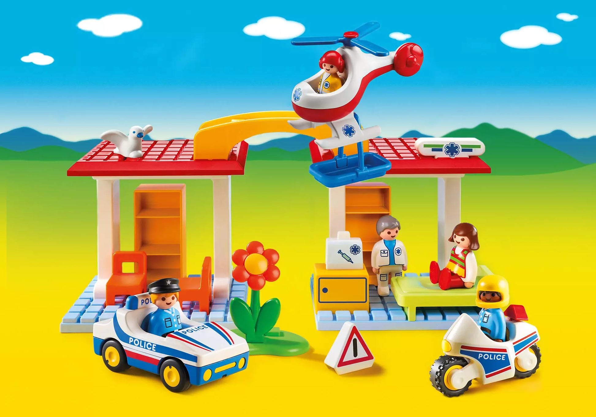 Playmobil 5046 1-2-3 Krankenhaus mit Sanitäter und Polizist - plegobil