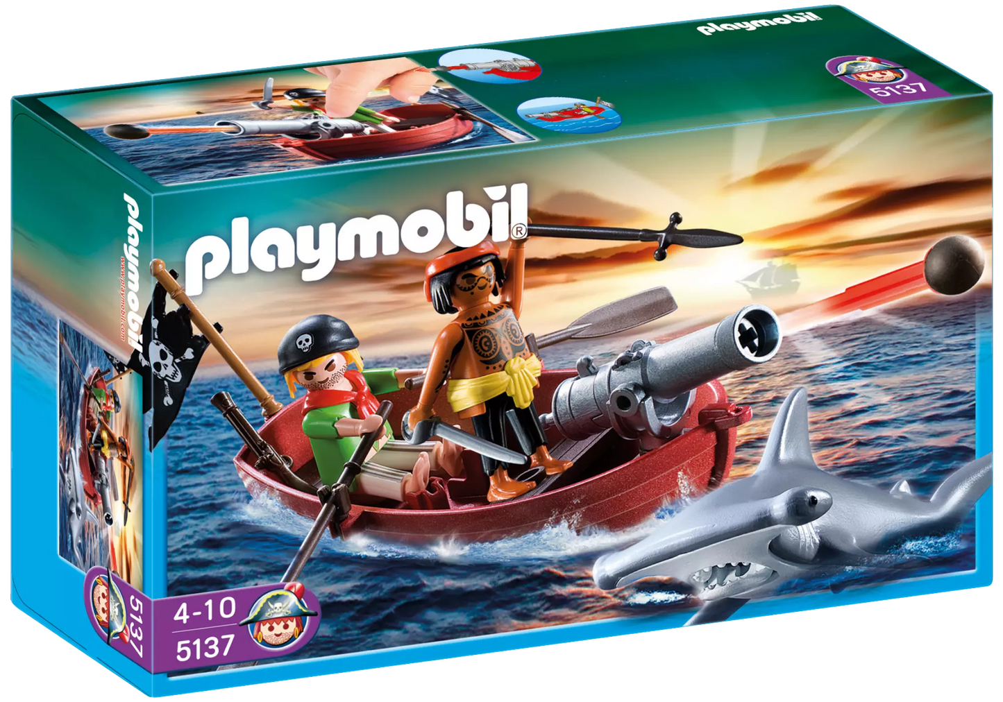 Playmobil 5137 Sammlerstück Piraten-Ruderboot mit Hammerhai - plegobil