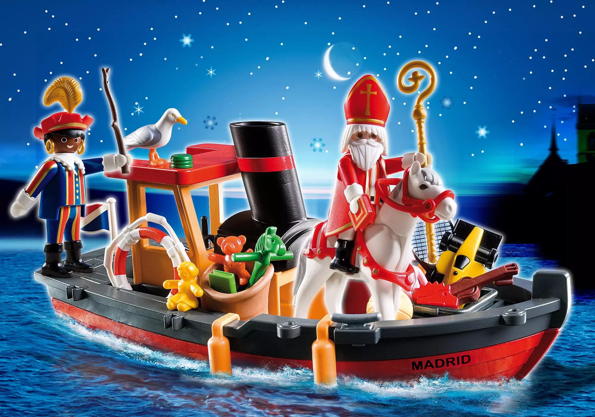 Playmobil 5206 Christmas Nikolaus mit Dampfboot - plegobil