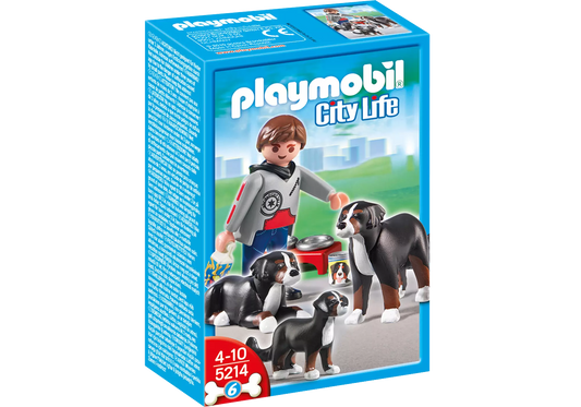 Playmobil 5214 Sammlerstück City Life Hunderassen Berner Sennenhund Familie - plegobil